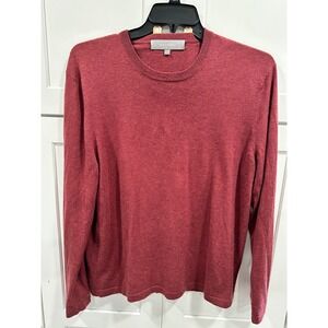 Neiman Marcus Men's L Red‎ Cashmere Silk Blend Crew Neck Sweater